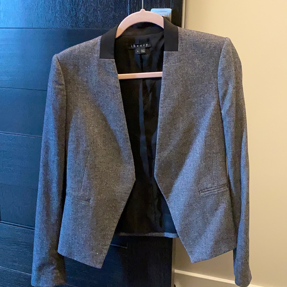 Theory Gray Blazer with Black Accents